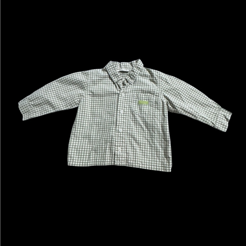 Kids Green Checkered Button Down Shirt
